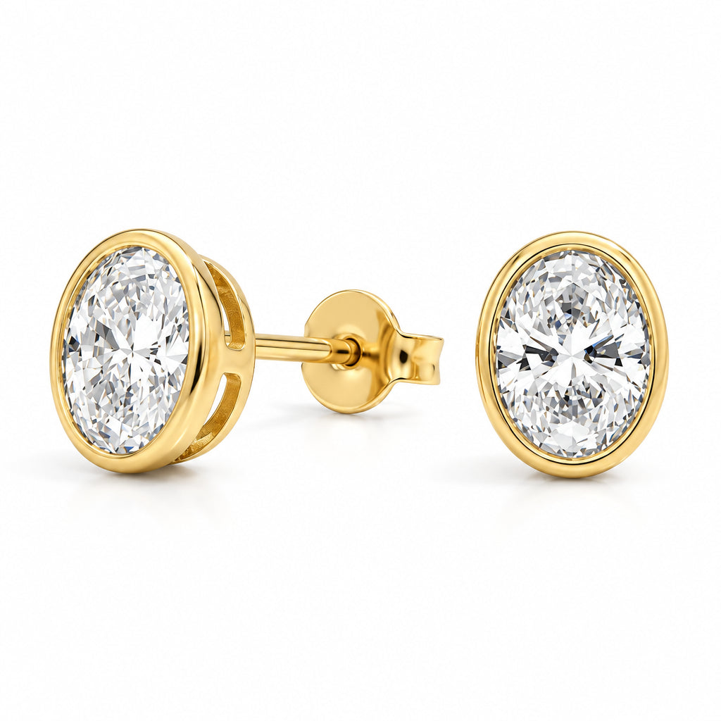 Bezel Oval Earrings