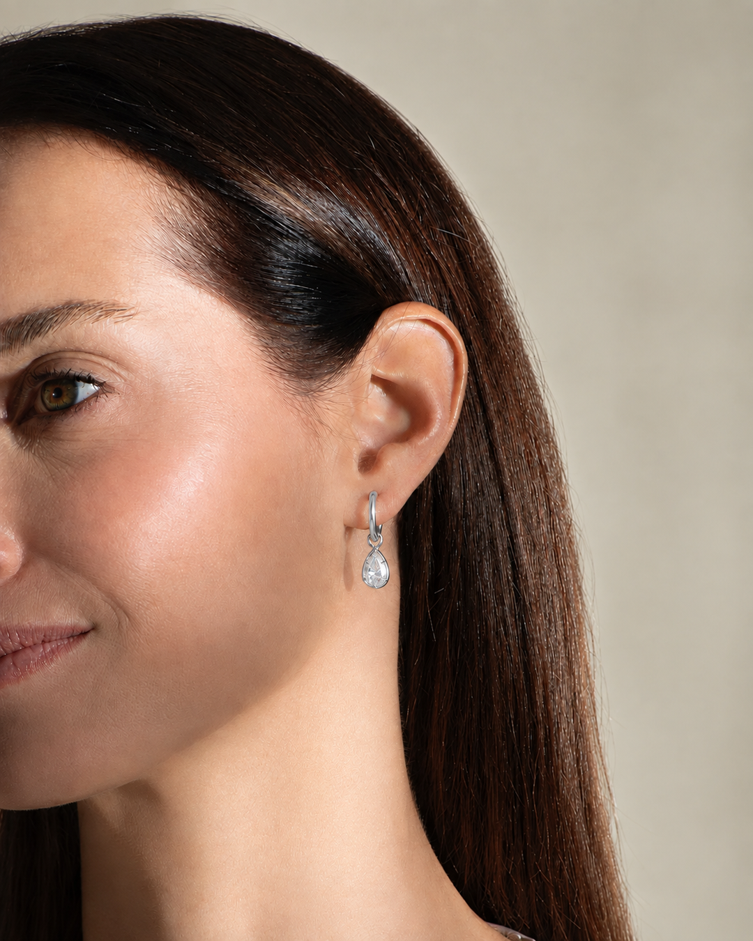 Pear Hoops Silver