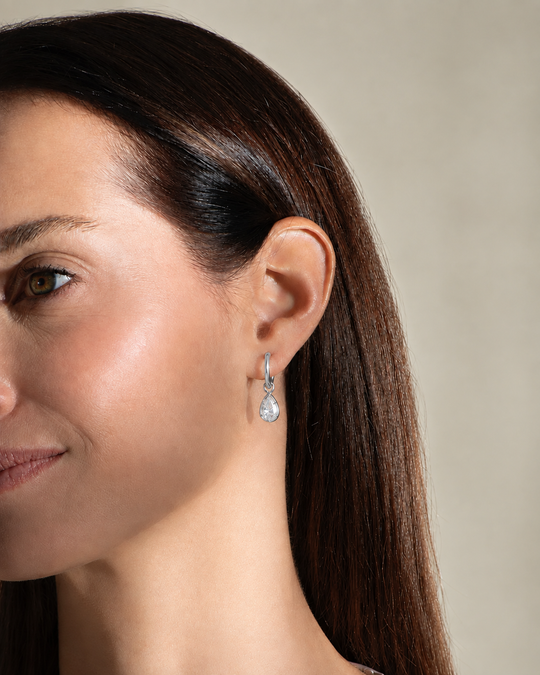 Pear Hoops Silver